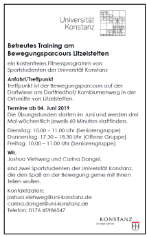 Trainingsangebot für den Litzelstetter Bewegungsparcours